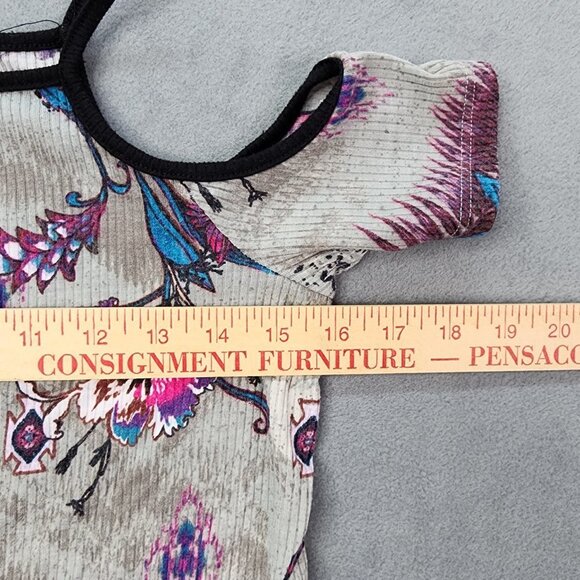 Love Fire Blouse Shirt Top Women's Size Small Multicolor Floral Cold Shoulders - Picture 6 of 10